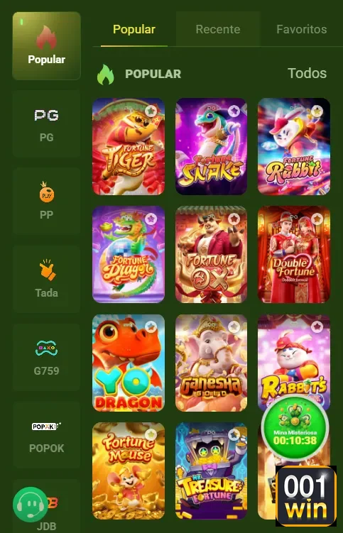 Mesa de jogos animada em cassino online da 001win