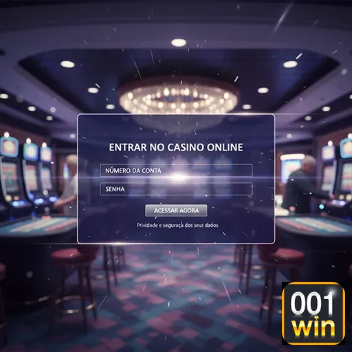 Imagem do site 001win, destacando como entrar no cassino online.