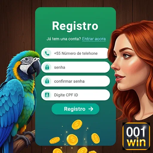 Imagem de cadastro VIP no 001win para novos usuários se registrarem com benefícios exclusivos.